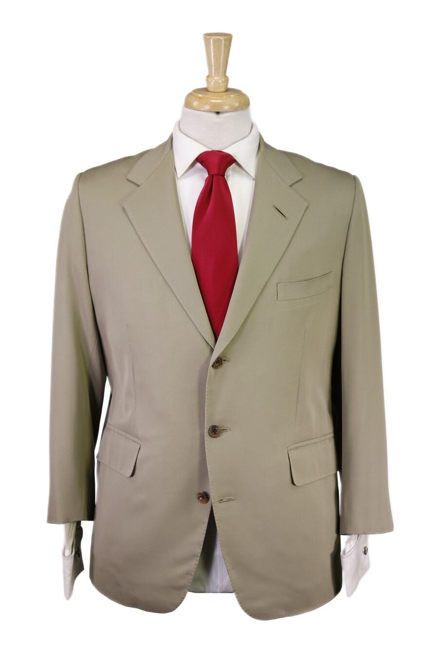Edgar Pomeroy Bespoke Light Olive Wool Handmade Suit 38S